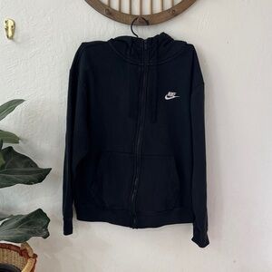 Nike Basic Oversized Black Streetwear Faded Zip Up Hoodie Medium
